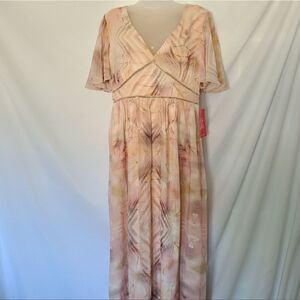 Little Mistress Printed Flutter Sleeve Maxi Dress Size 8 NWT‎
